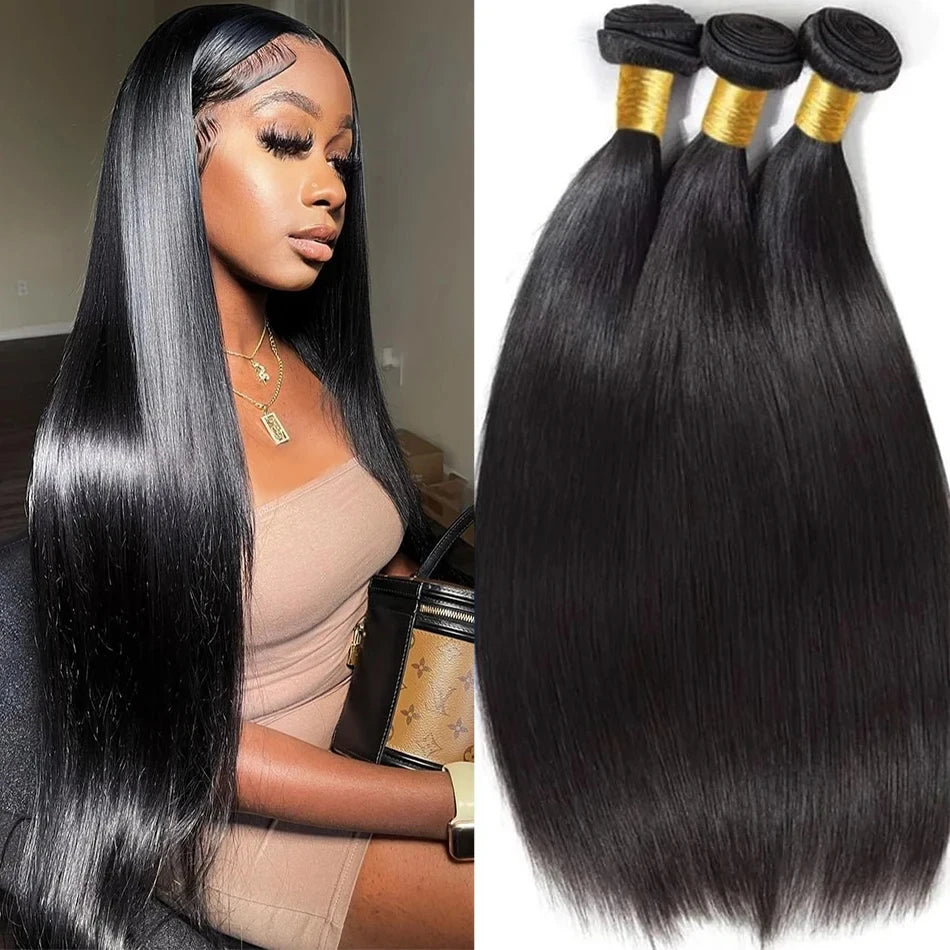 8-32 Inch Bone Straight Human Hair Weave Bundles 12 A Brazilian Natural Color 100% Remy Human Hair Extension 1 3 4 Bundles Weft