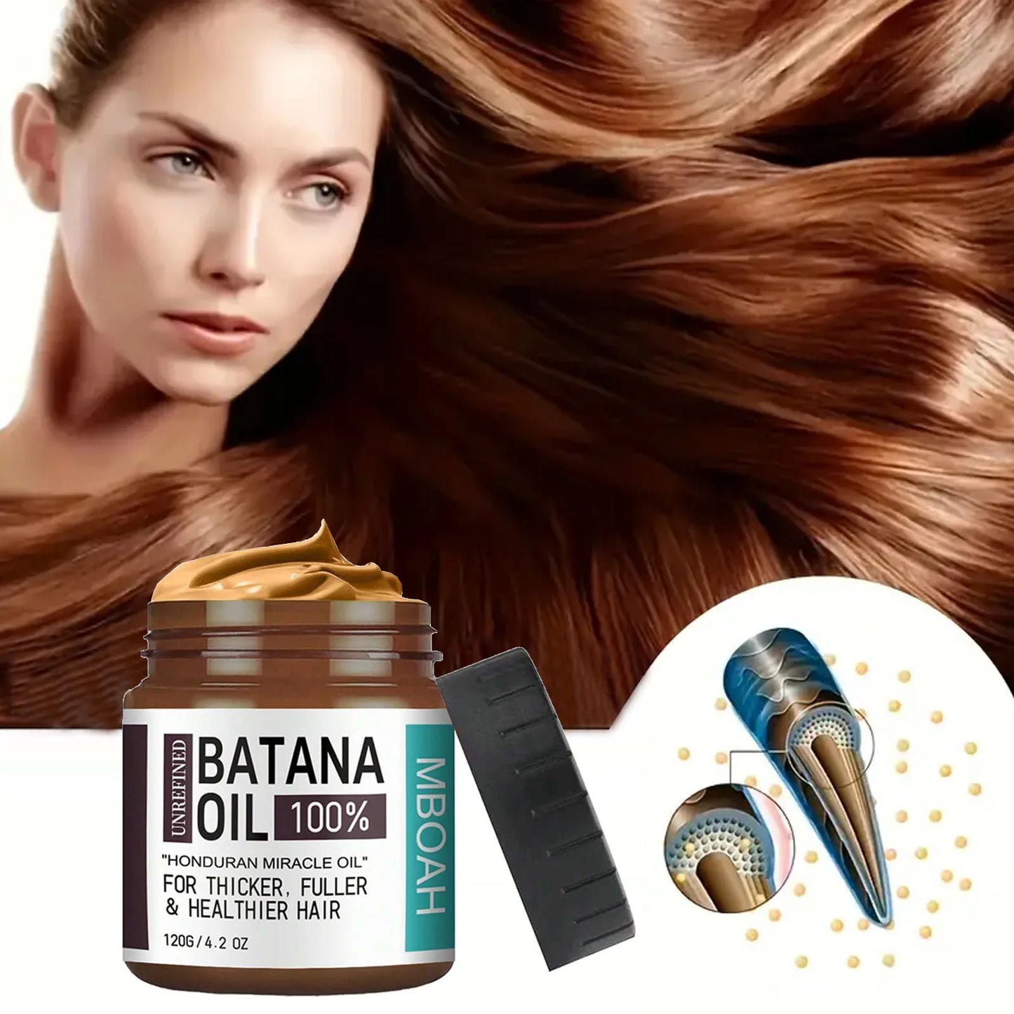 100% Batana Oil from Honduras - Get Fuller, Thicker, Healthier Hair - Great Conditioner Haircare Silky - Hair Nutrition oil