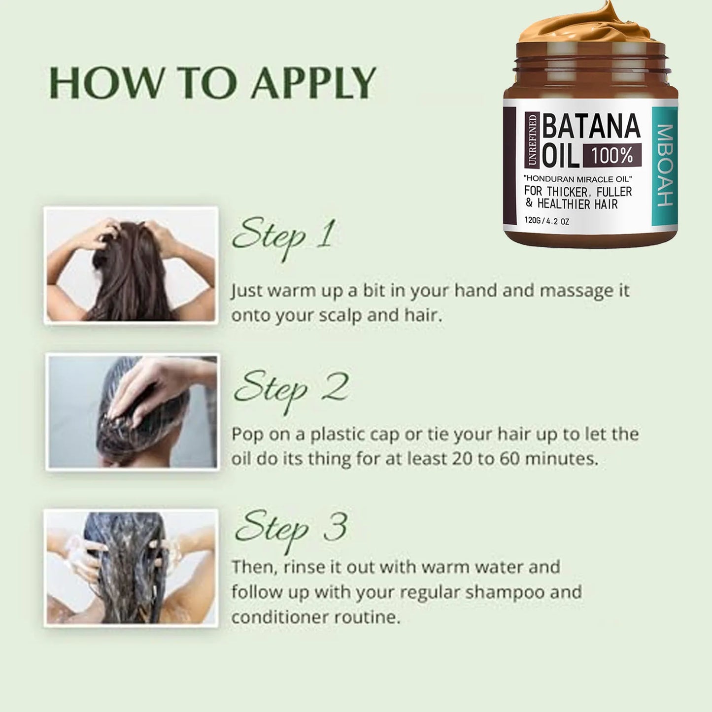 100% Batana Oil from Honduras - Get Fuller, Thicker, Healthier Hair - Great Conditioner Haircare Silky - Hair Nutrition oil