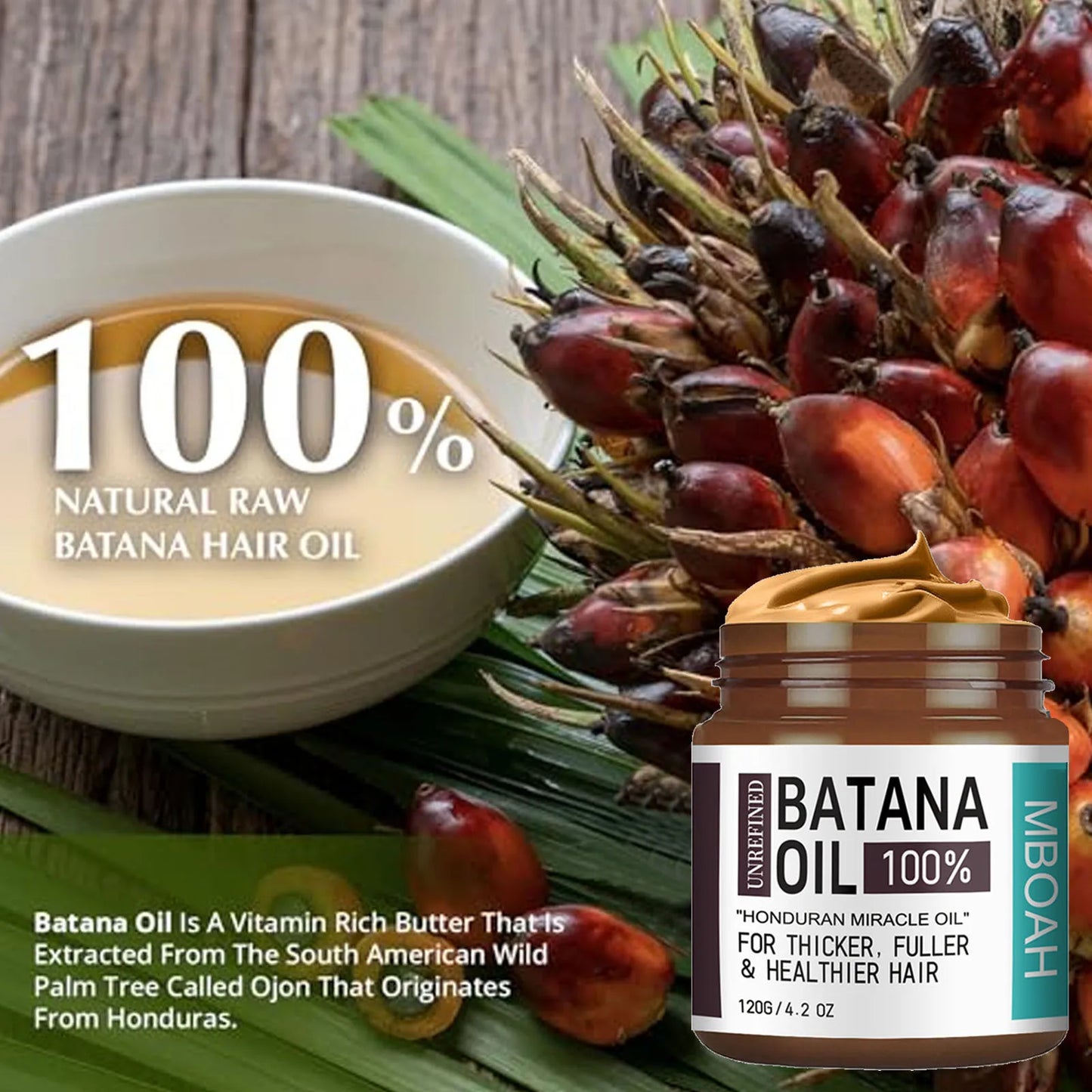 100% Batana Oil from Honduras - Get Fuller, Thicker, Healthier Hair - Great Conditioner Haircare Silky - Hair Nutrition oil